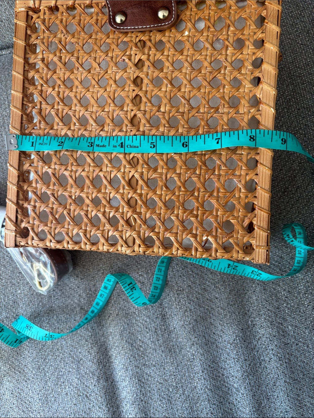 Rachel Ashwell Tan Woven Rattan Circle-Handle Tote - Picture 9 of 11